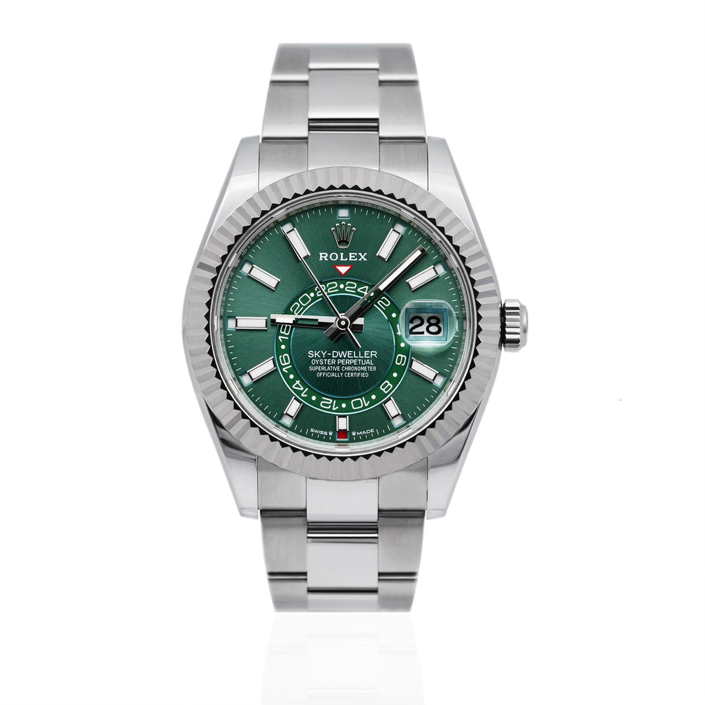 SKY-DWELLER SS GREEN DIAL STICK MARKERS 42mm